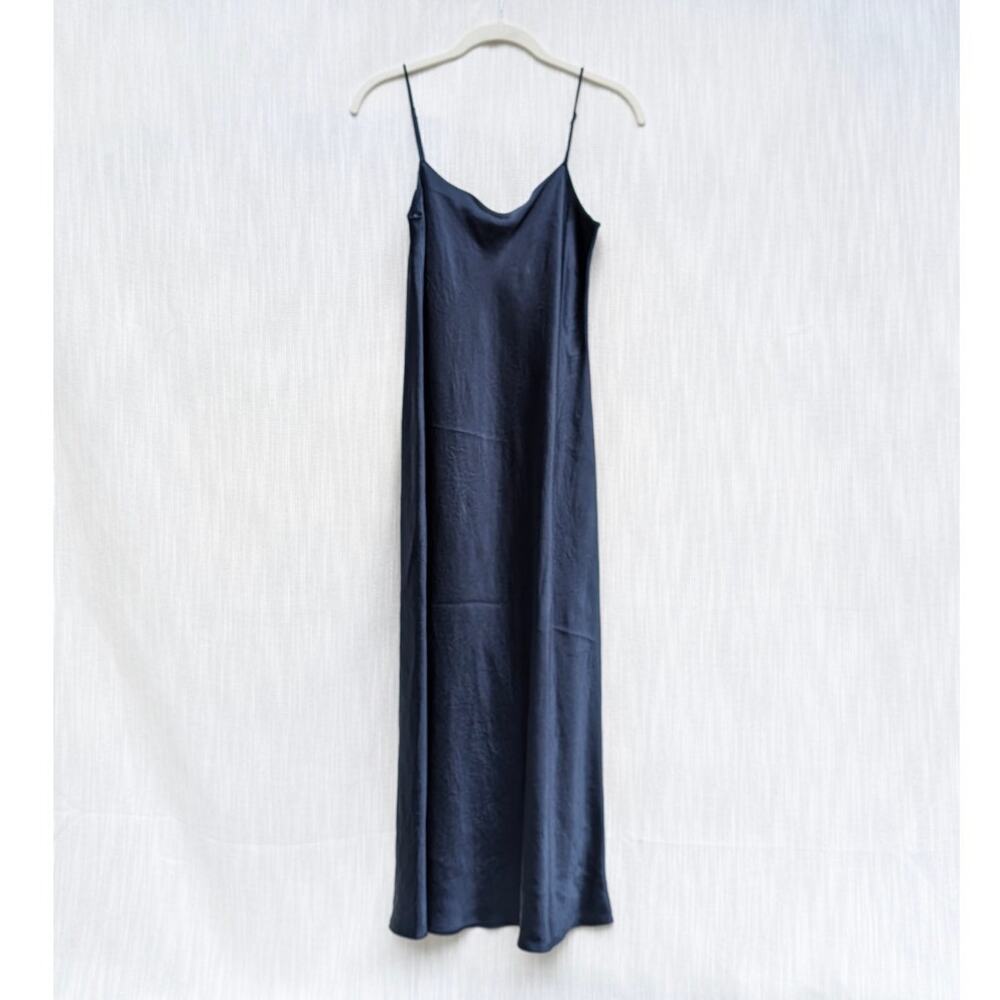 Vince Navy Silk Slip Midi Dress - Picture 2 of 9